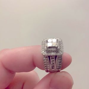 14k white gold real diamond wedding ring w band